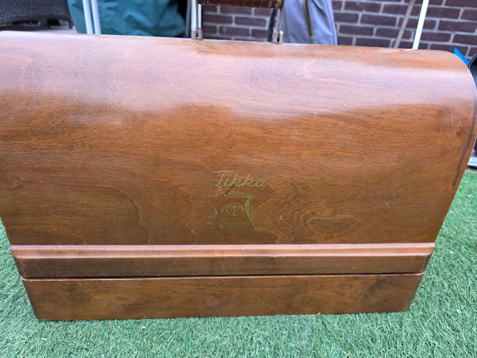 Vintage Tikka naaimachine met houten koffer, Ophalen of Verzenden