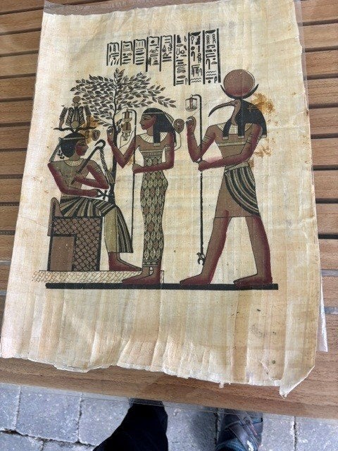 Prent/tekening Egypte en gezichtsdoek, Antiek en Kunst, Ophalen of Verzenden
