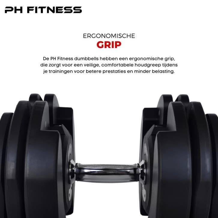 PH Fitness Verstelbare Dumbbells 40KG - Set 2x, Support@phfitness.nl, Ophalen of Verzenden, Zurichstraat 20, 6135 LP Sittard, Nederland