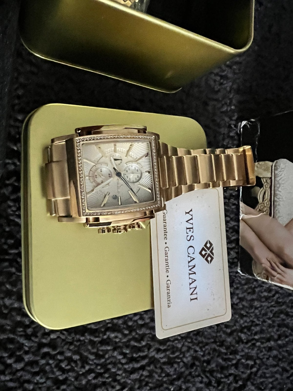 Yves CARMANI Gold Horloge - Nieuw in Box, Zware Uitvoering, Staal, Polshorloge, Nieuw, Goud