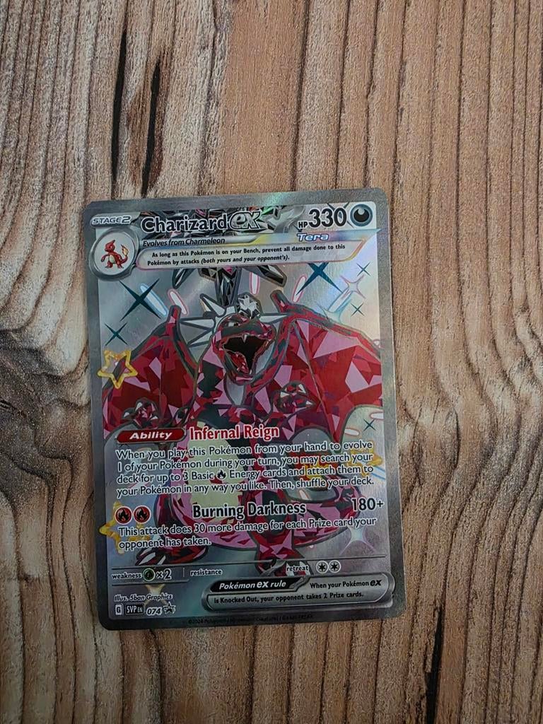 Charizard ex SV4a 074/190 Shiny Treasure EX Pokémon Kaart, Ophalen of Verzenden, Zo goed als nieuw, Losse kaart, Foil