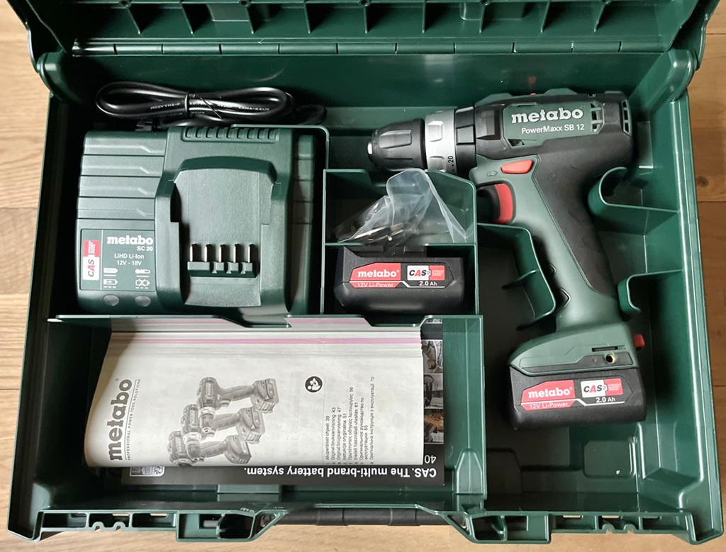 Metabo PowerMaxx SB 12 Klopboormachine set in MetaBOX; Nieuw, Ophalen of Verzenden, Minder dan 400 watt, Klopboormechanisme, Zo goed als nieuw