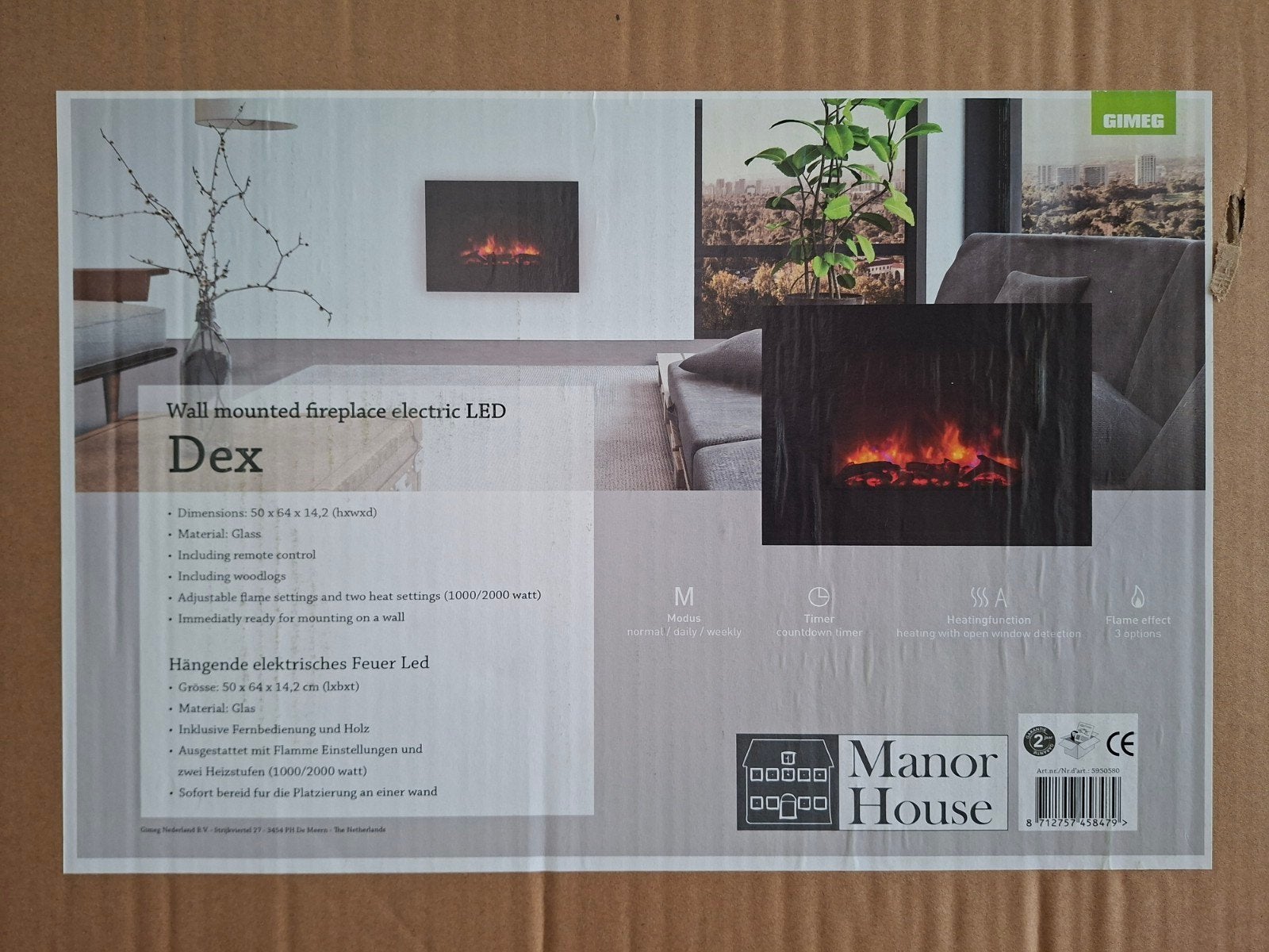 Mooie wand sfeerhaard, Ophalen, Nieuw, Hangende haard, Elektrische haard