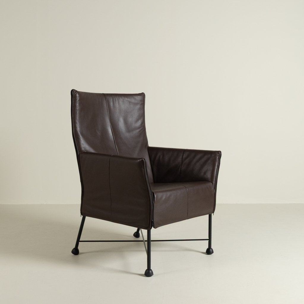Montis Charly Fauteuil Bruin Leer - Zwart (Op Doppen), Huis en Inrichting, Niet ingevuld, Zo goed als nieuw, Niet ingevuld, Niet ingevuld