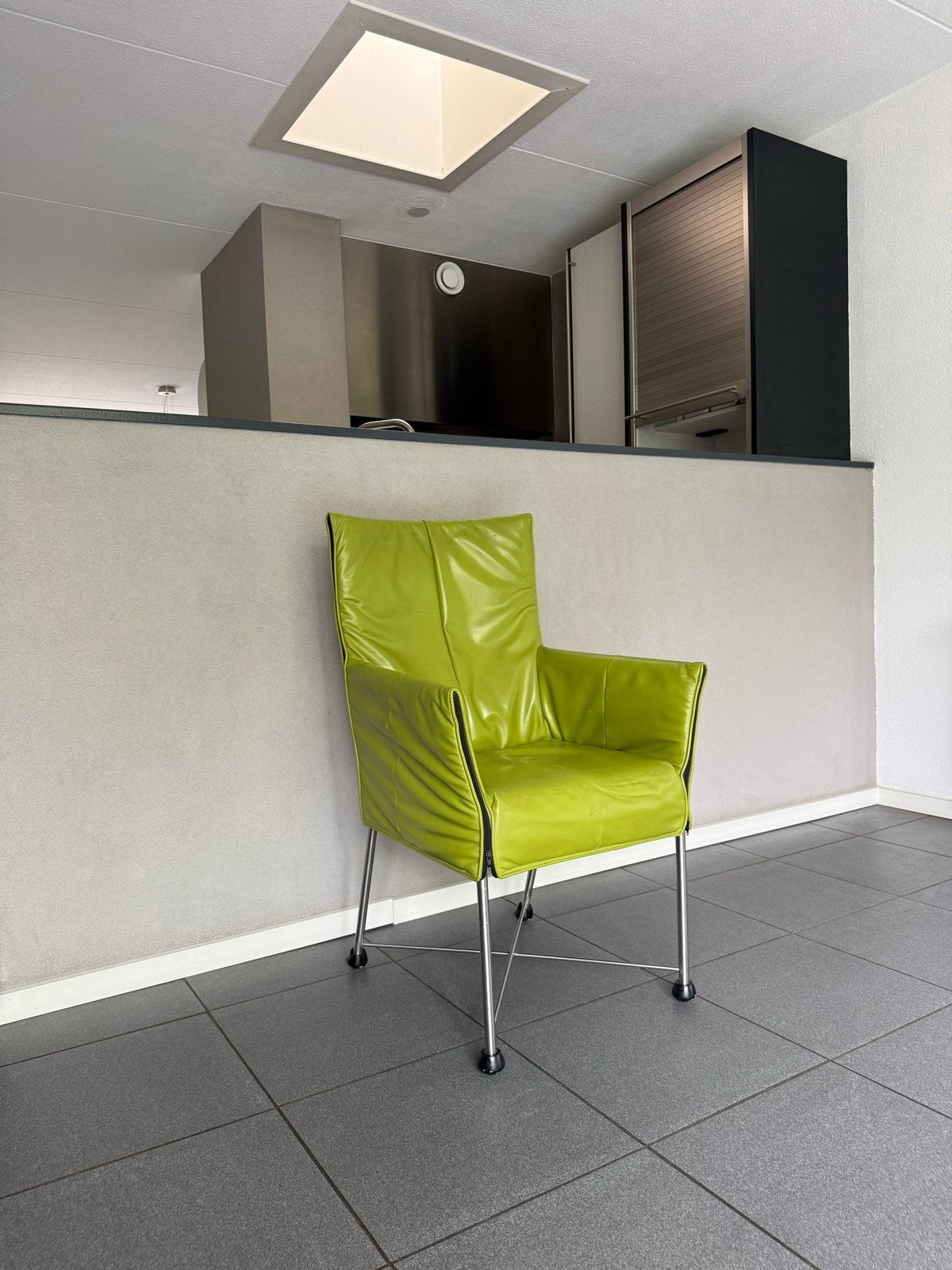 Montis Chaplin Limegroene Fauteuil, Huis en Inrichting, Ophalen, Overige kleuren, Leer, Zo goed als nieuw