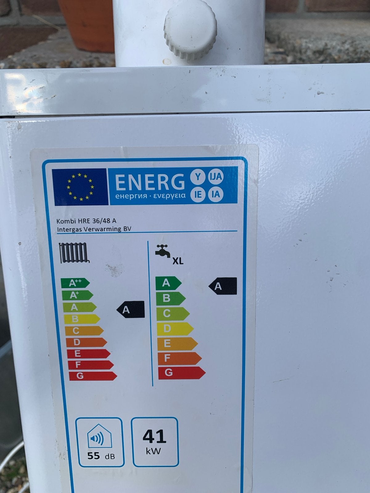 Intergas Kompakt HRE 36/48 A CV-ketel met toebehoren, Ophalen, Gebruikt, Hoog rendement (Hr), Cv-ketel of Combi-ketel
