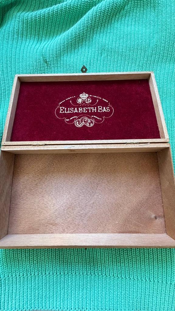 Vintage sigarenkistje 'Elisabeth Bas' - Houten doos, Ophalen of Verzenden