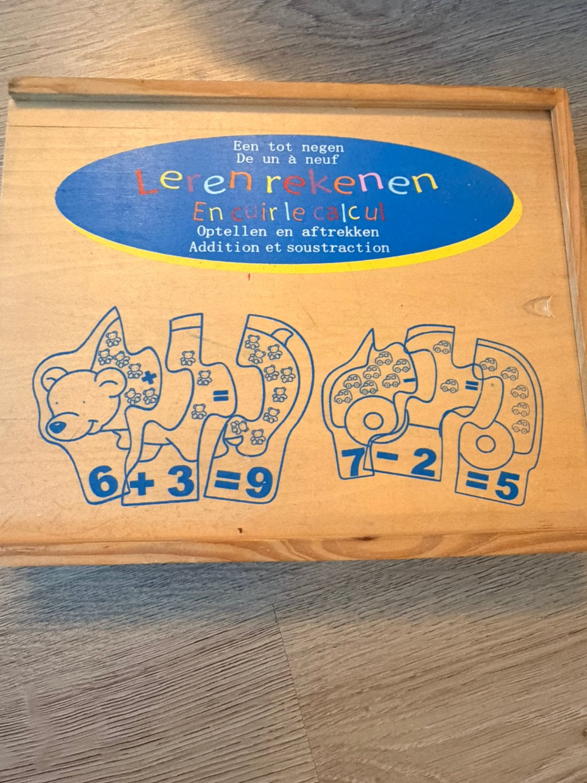 Leren rekenen houten puzzel, Ophalen, 2 tot 4 jaar, 10 tot 50 stukjes, Zo goed als nieuw