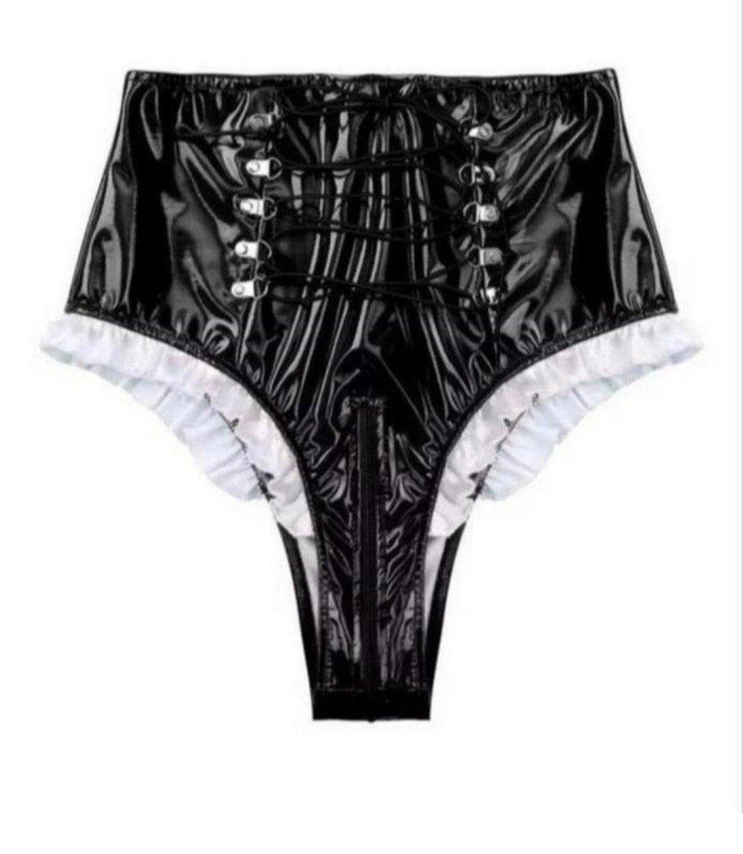 Lakslip met ruches en veters, tm 2XL  

Lakslip met ruches e, Verzenden, Slip