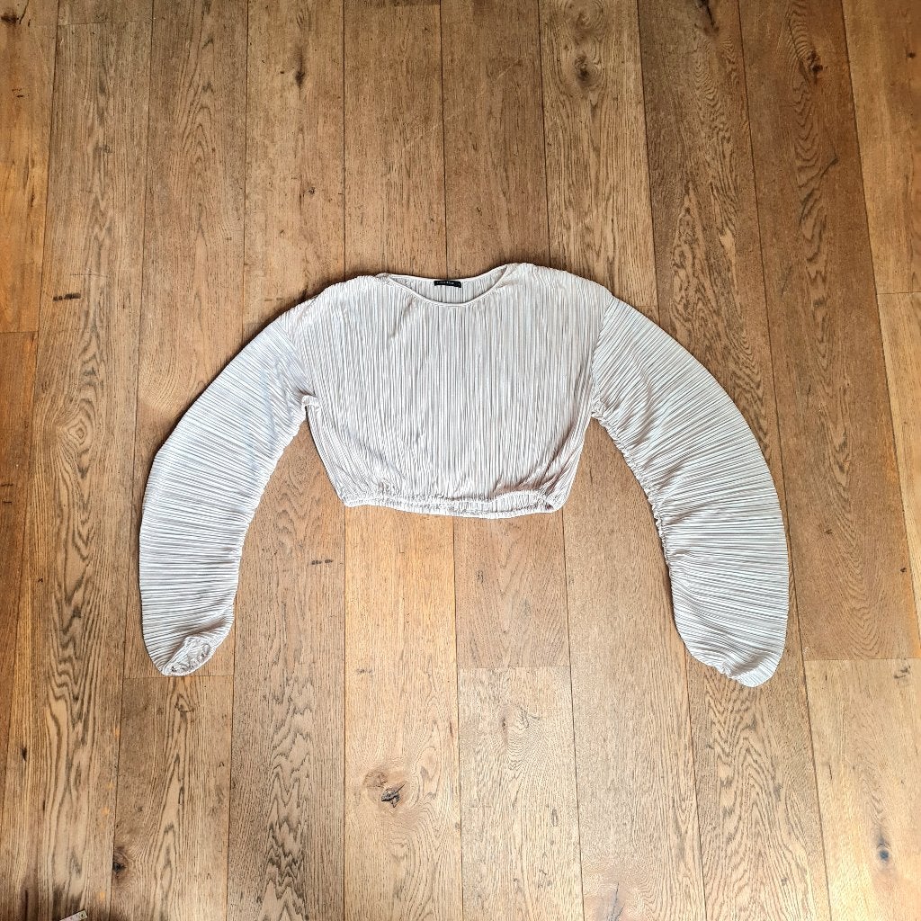 Glanzende blouse in beige in accordeonstijl, Rut & Circle, Beige, Ophalen of Verzenden, Maat 36 (S)
