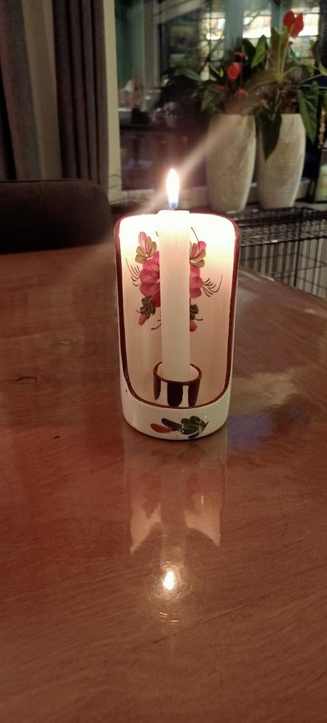 Vintage Keramieken Wandkandelaar met Bloemenmotief, Antiek en Kunst, Ophalen of Verzenden