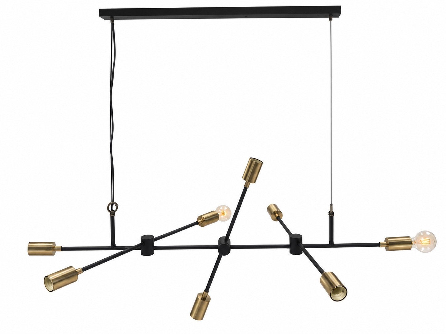 Moderne Zwarte en Gouden Sputnik Kroonluchter, Zo goed als nieuw, Metaal, Modern, Industrieel, Sputnik, E27 (groot)