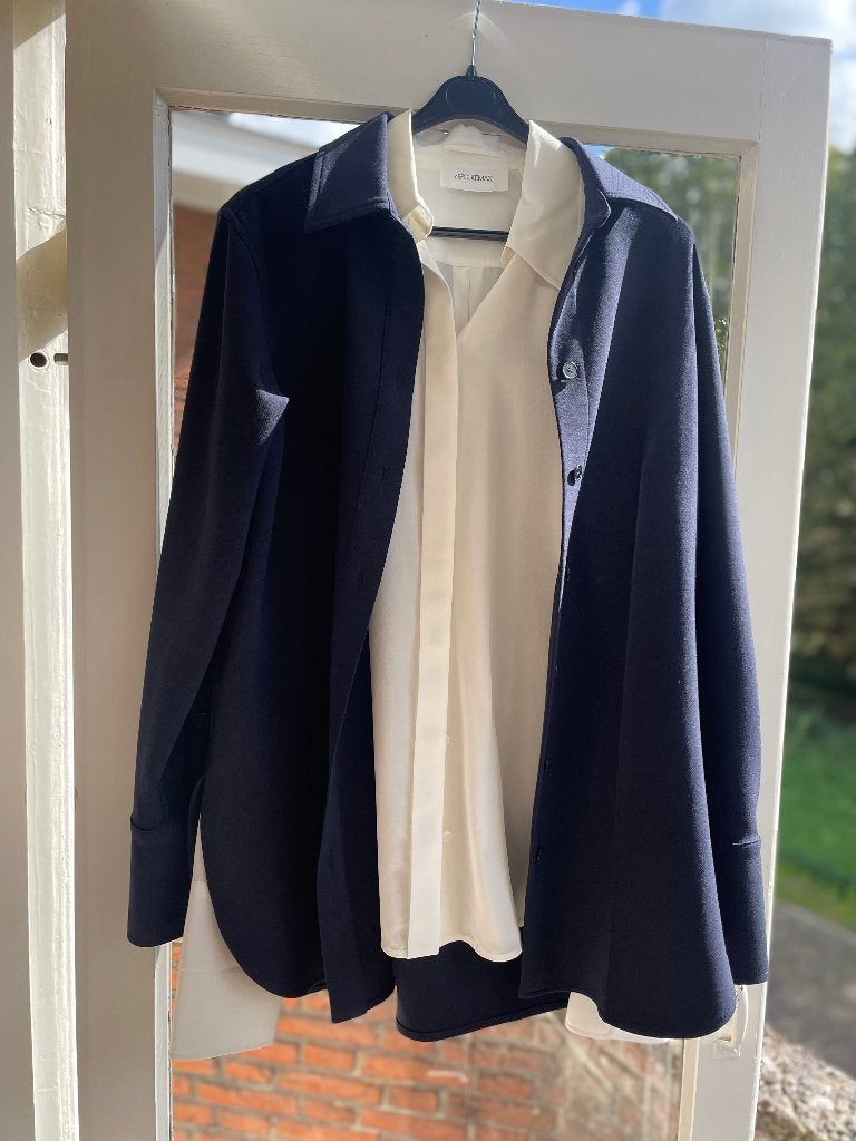 Sportmax Max Mara roomwitte zijden blouse silk-crepe mt L/M, Kleding | Dames, Maat 38/40 (M), Overige kleuren, Verzenden, Sportmax