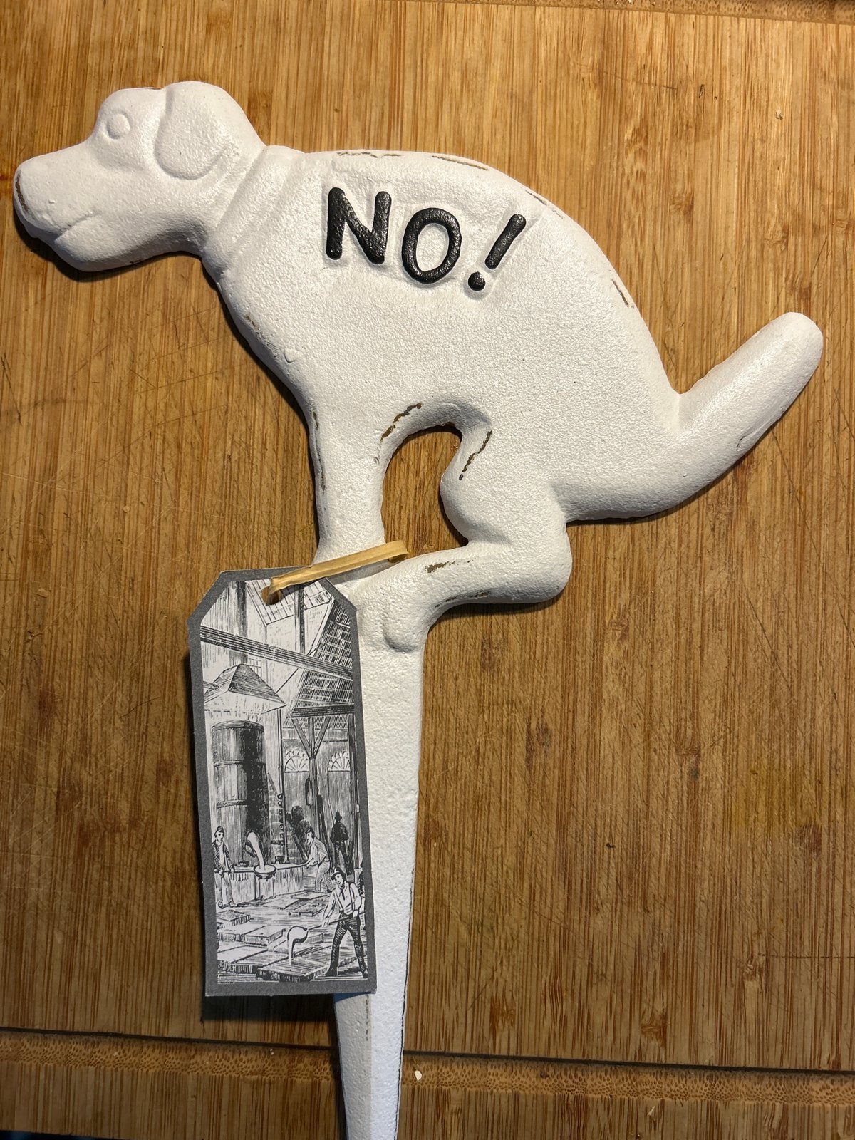 Gietijzeren Hondenbeeldje "NO!" - Tuindecoratie, Ophalen of Verzenden, Nieuw, Metaal, Dierenbeeld