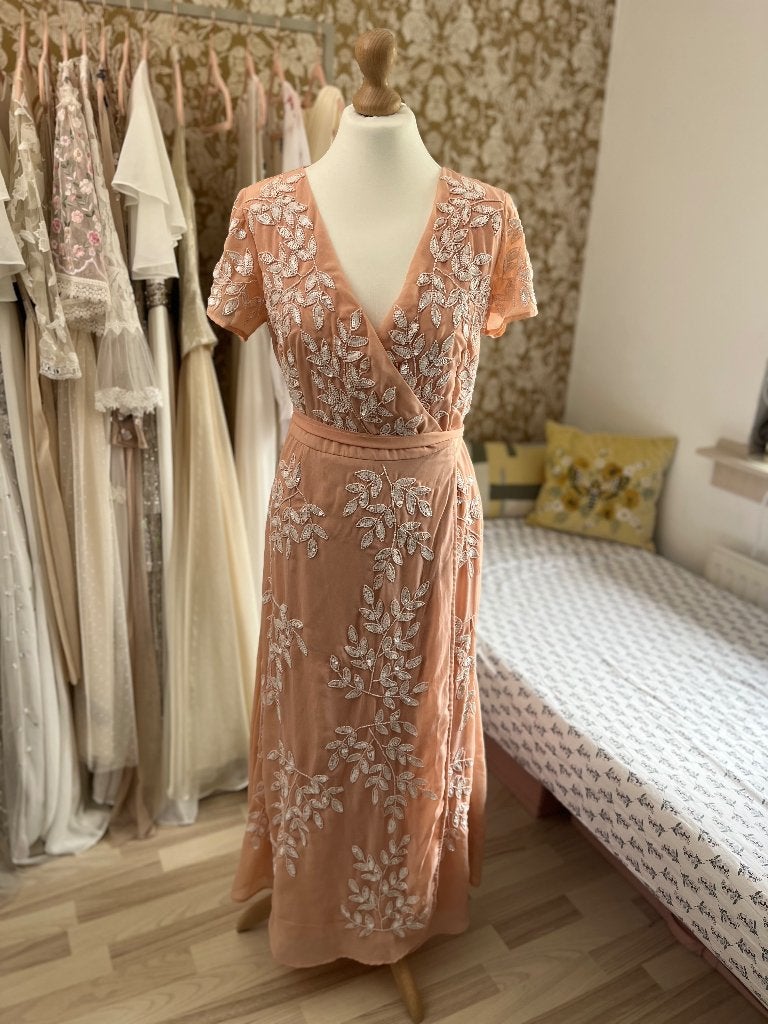 Maya deluxe prachtige jurk met kraaltjes maat 36, Oranje, Ophalen of Verzenden, Zo goed als nieuw, Maat 36 (S)