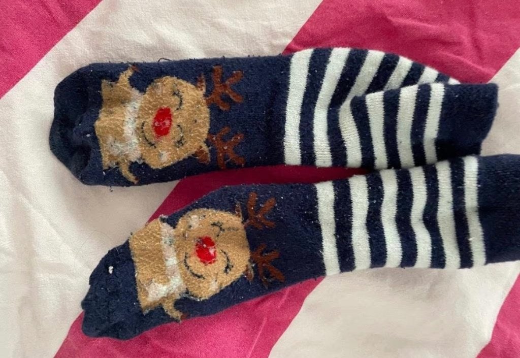Kerst sokken hert maat 27-30, Ophalen, Gebruikt, Jongen of Meisje, Sokken