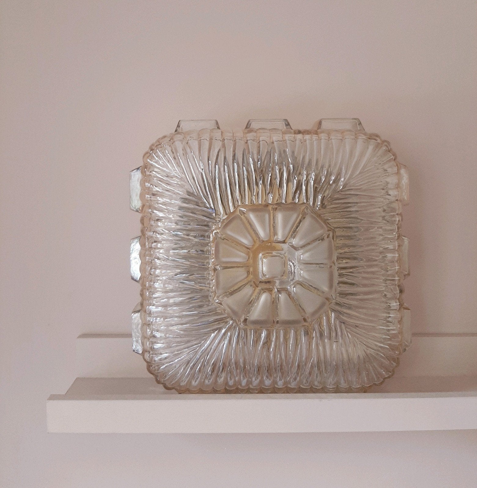 SALE Vintage plafondlamp | plafonniere | Amberkleur, Ophalen of Verzenden