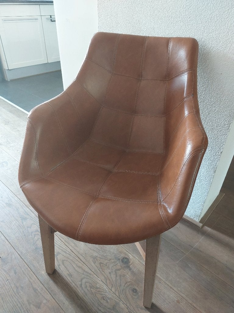 Stoelen (4 stuks), Huis en Inrichting, Stoelen, Ophalen, Leer, Gebruikt, Bruin