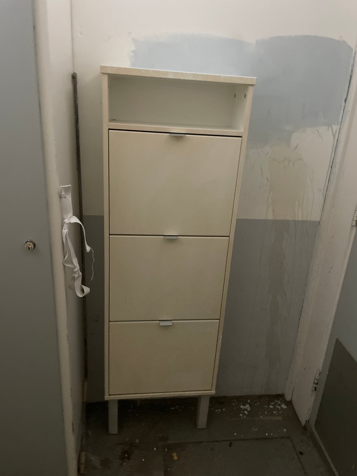 Schoenenkast met 3 lades - Crèmekleurig, Ophalen, Gebruikt