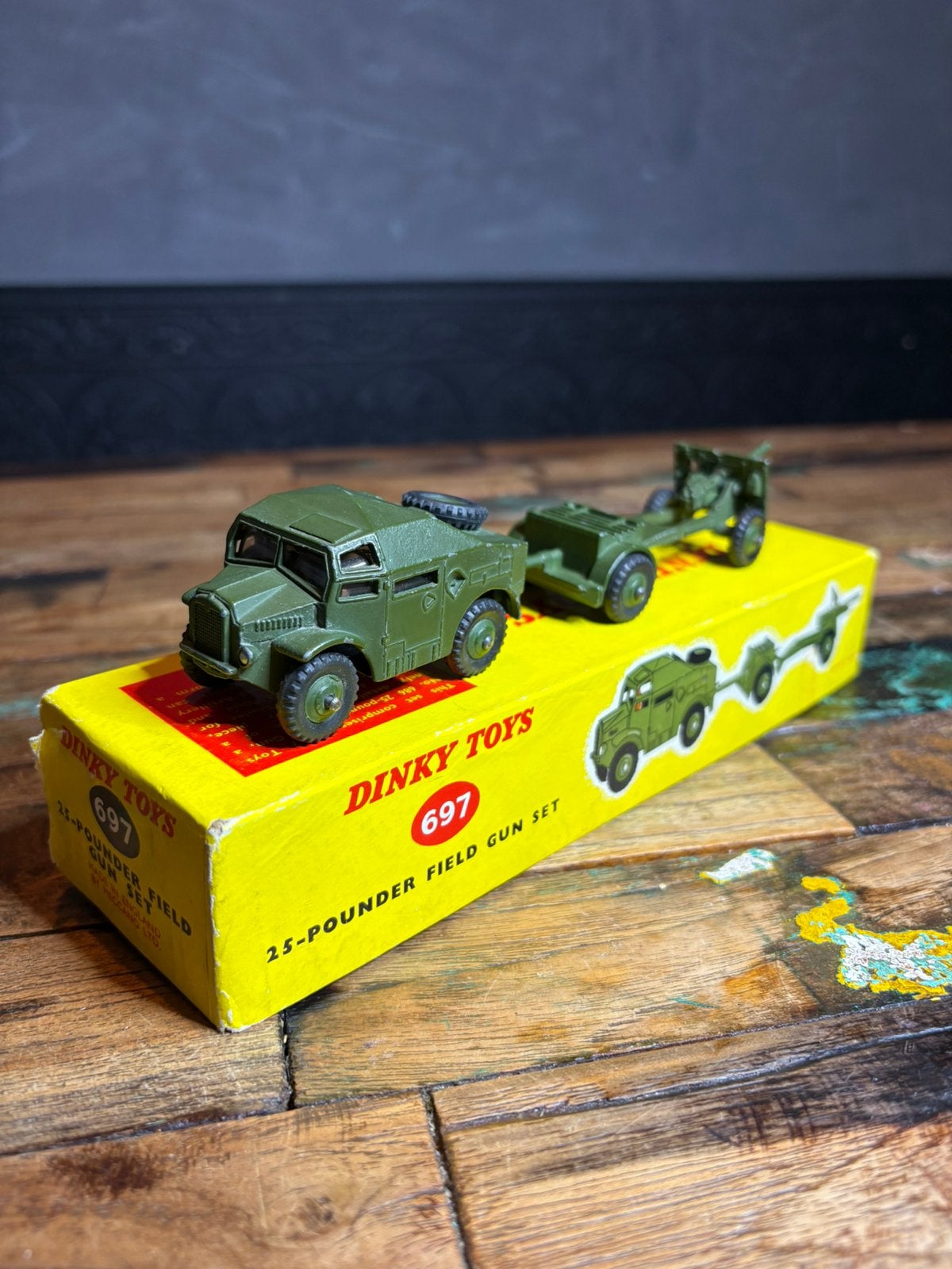 Dinky Toys 697 25-Pounder Set – originele doos en inlegstuk, Ophalen of Verzenden, Zo goed als nieuw, Dinky Toys