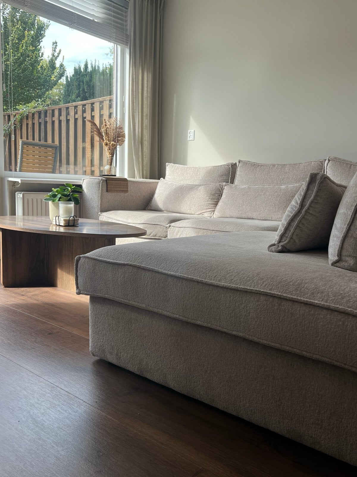 Blaricum Hoekbank met "Feel me" stof van A Meubel, Huis en Inrichting, Ophalen, 250 tot 300 cm, 100 tot 125 cm, Hoekbank