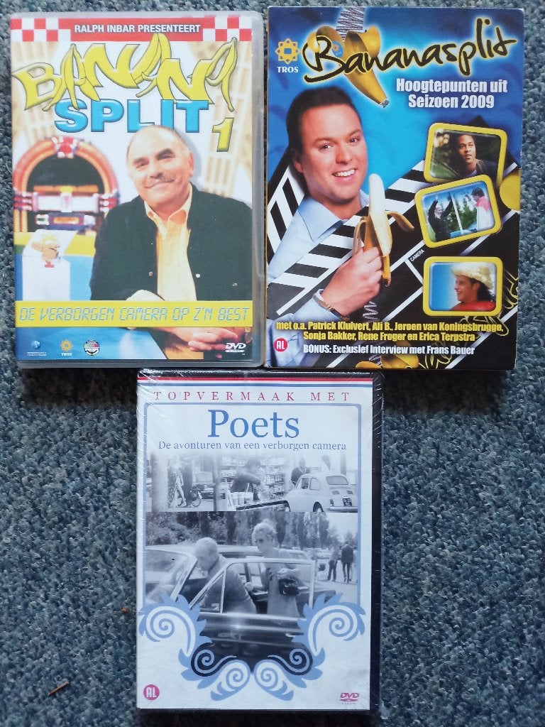 Bananasplit Ralph Inbar en Poets Candid camera grappen, Alle leeftijden, Zo goed als nieuw, Komedie, Ophalen of Verzenden