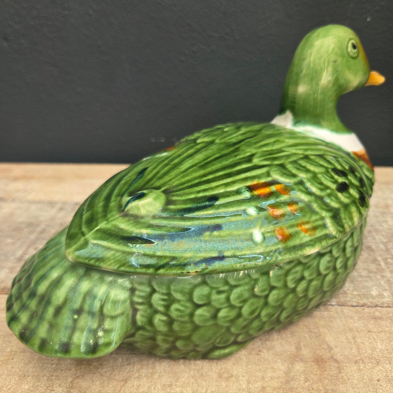 groene terrine van Michel Caugant,  eend, Antiek en Kunst, Ophalen of Verzenden