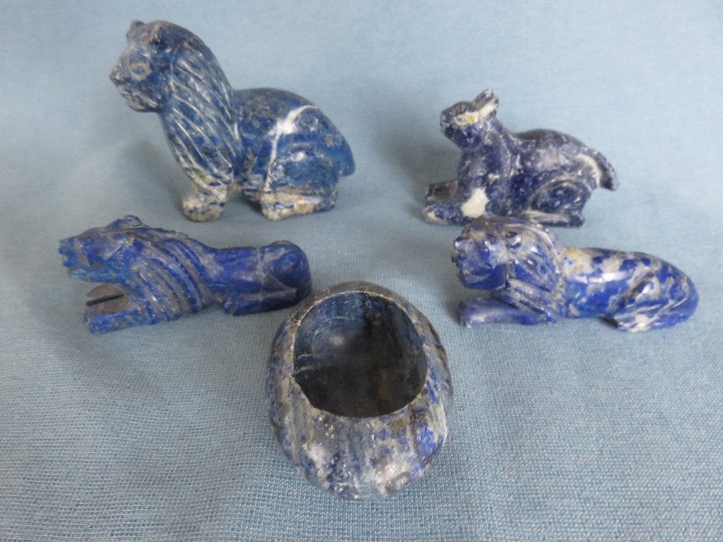 Collectie beestjes in lapis lazuli steen - 20e eeuw, Ophalen of Verzenden