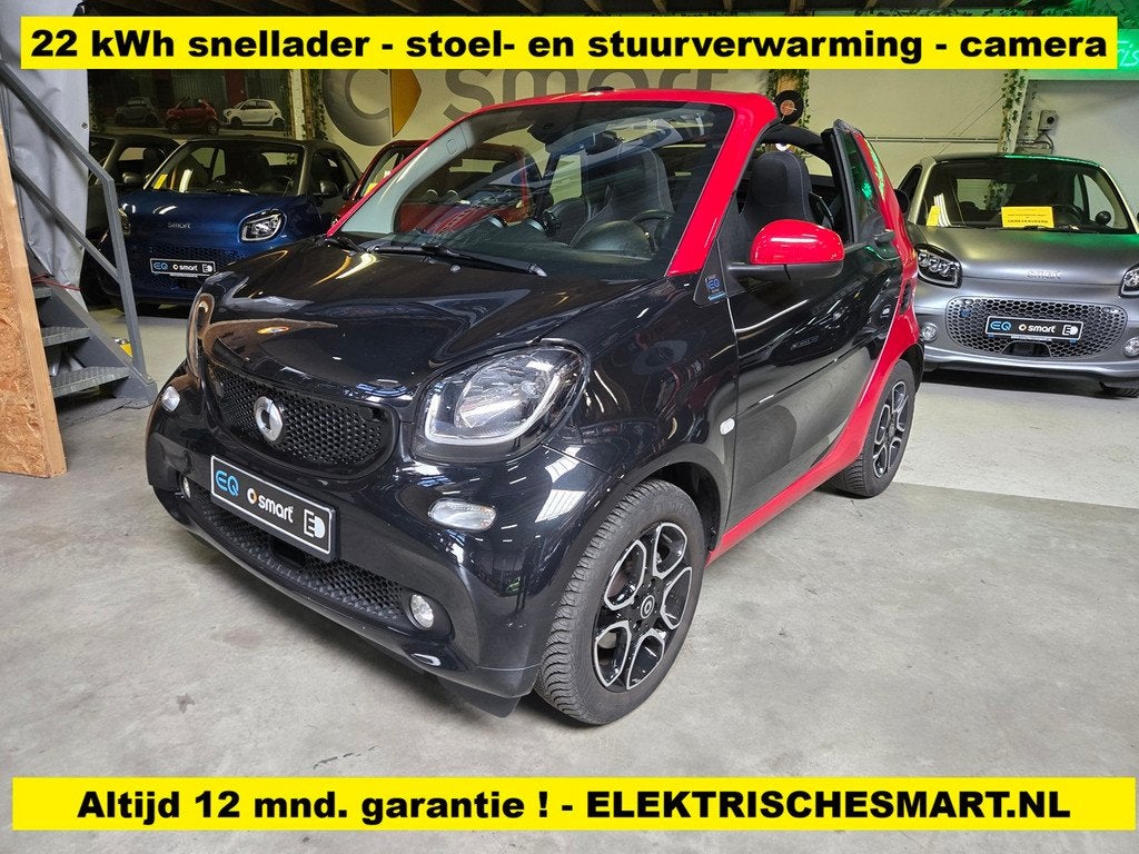 Smart Fortwo cabrio EQ prime - 22 kWh snellader - winterpakk, Auto's, Smart, Automaat, Gebruikt, Huisgarantie, 82 pk