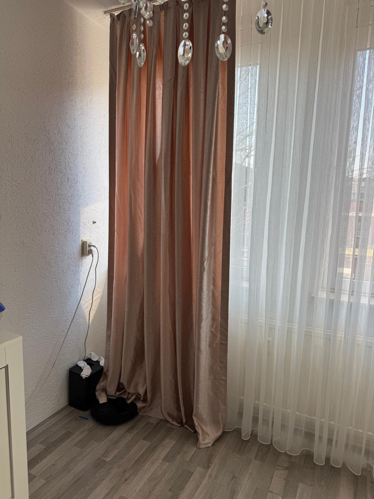 Donker beige vitrage, Verzenden, Zo goed als nieuw, Beige, Vitrage