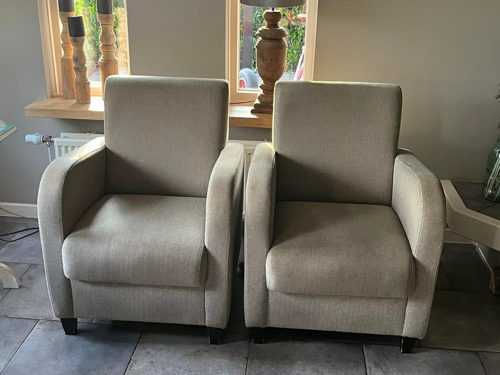 Comfortabele fauteuils - Gebruikssporen zichtbaar, Huis en Inrichting, Fauteuils, Ophalen, Gebruikt, 75 tot 100 cm, Stof