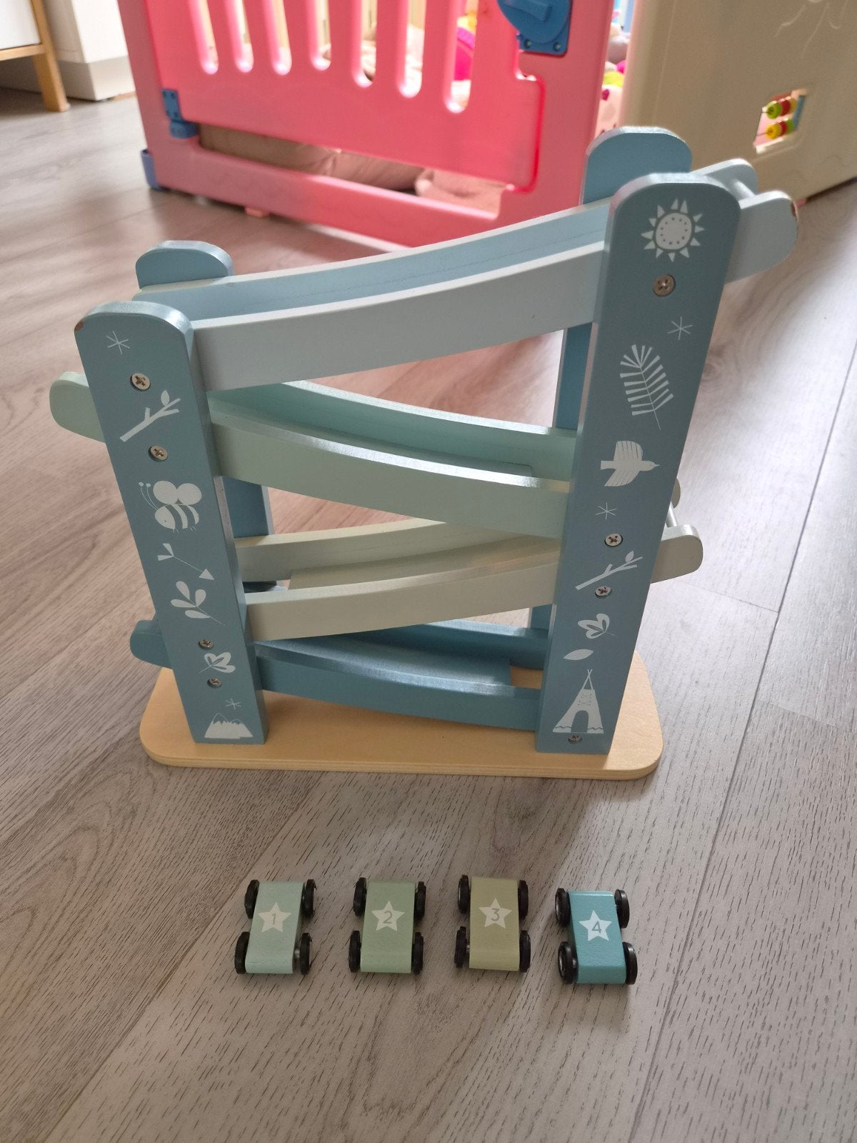 Houten autobaan met 4 auto's - Ti Amo, Ophalen of Verzenden, Gebruikt, Jongen of Meisje