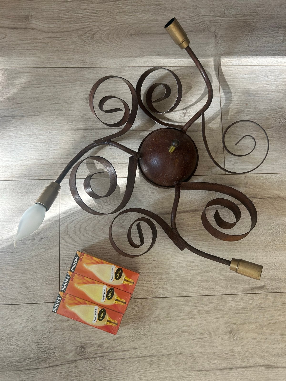 Vintage plafondlamp, Metaal, Overige merken, Gebruikt, E14 (klein)