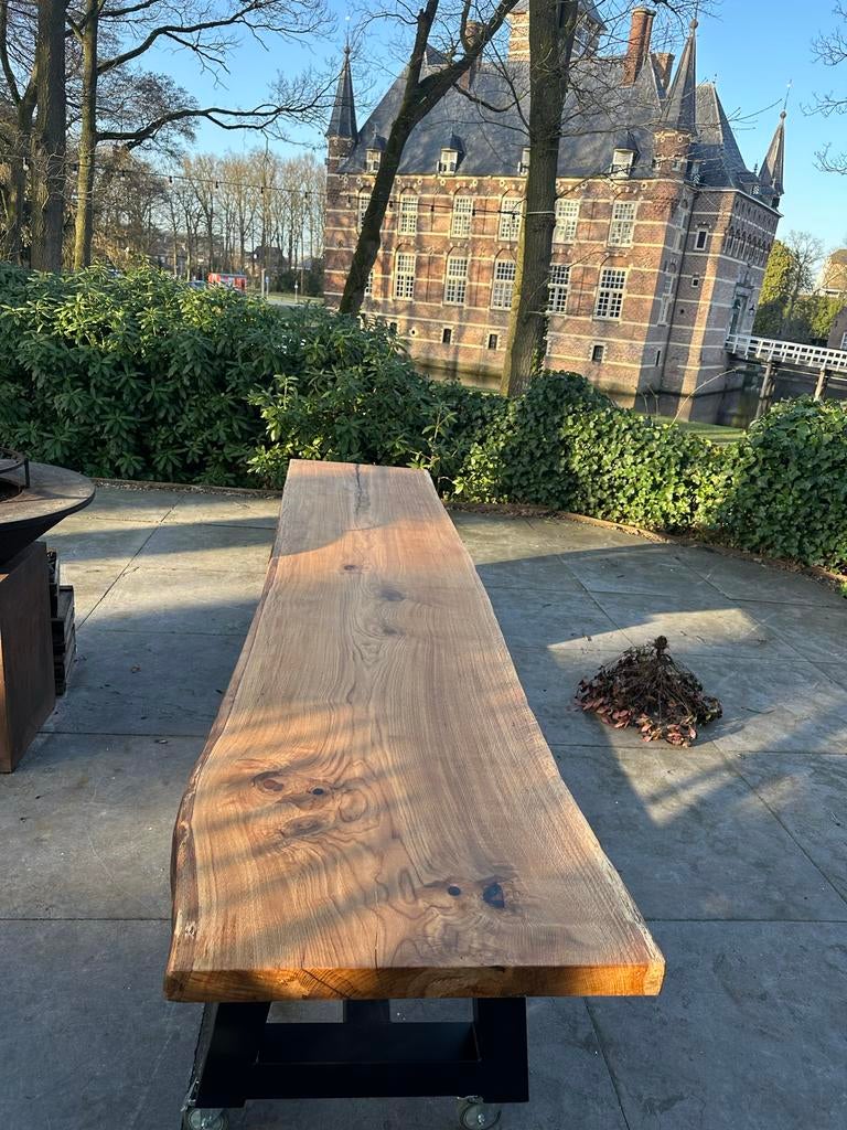 Mooie eiken boomstam tafelblad, 390x85/90x6,5 cm, Huis en Inrichting, Tafels | Eettafels, Eikenhout, Rechthoekig, Nieuw, 200 cm of meer