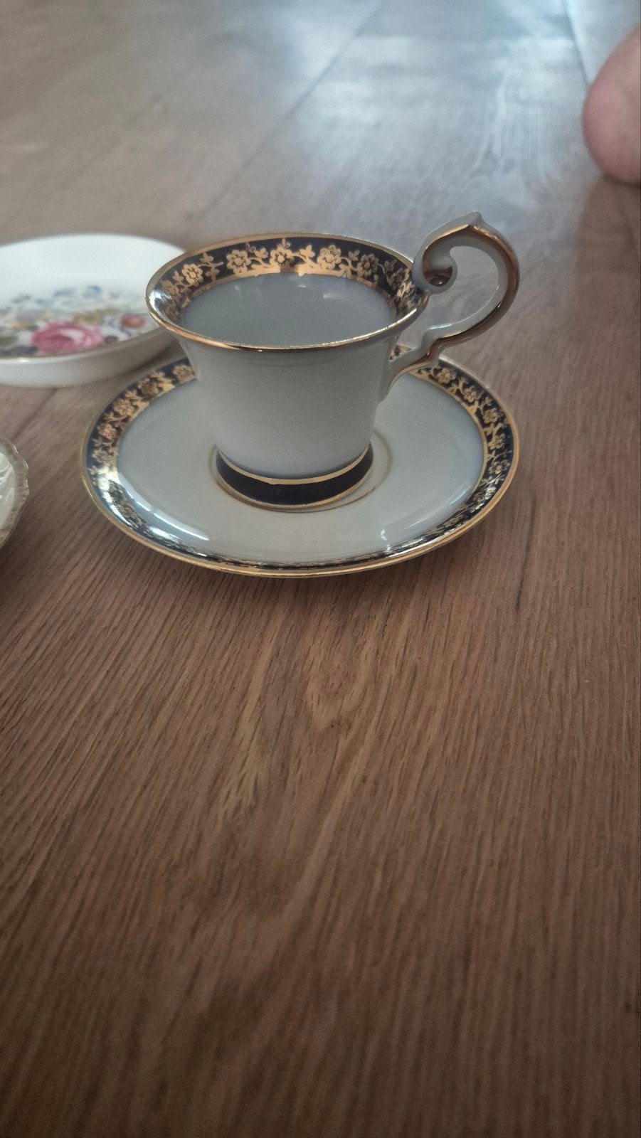 Antiek Turks koffiekopje met schotel - Blauw/Goud, Antiek en Kunst, Ophalen