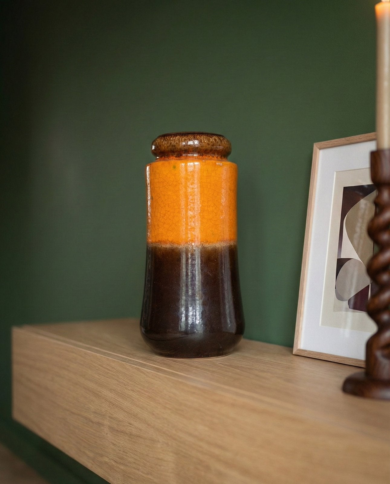 Vintage Scheurich vaas (HKliving stijl), Huis en Inrichting, Woonaccessoires | Vazen, Oranje, Ophalen of Verzenden, Zo goed als nieuw