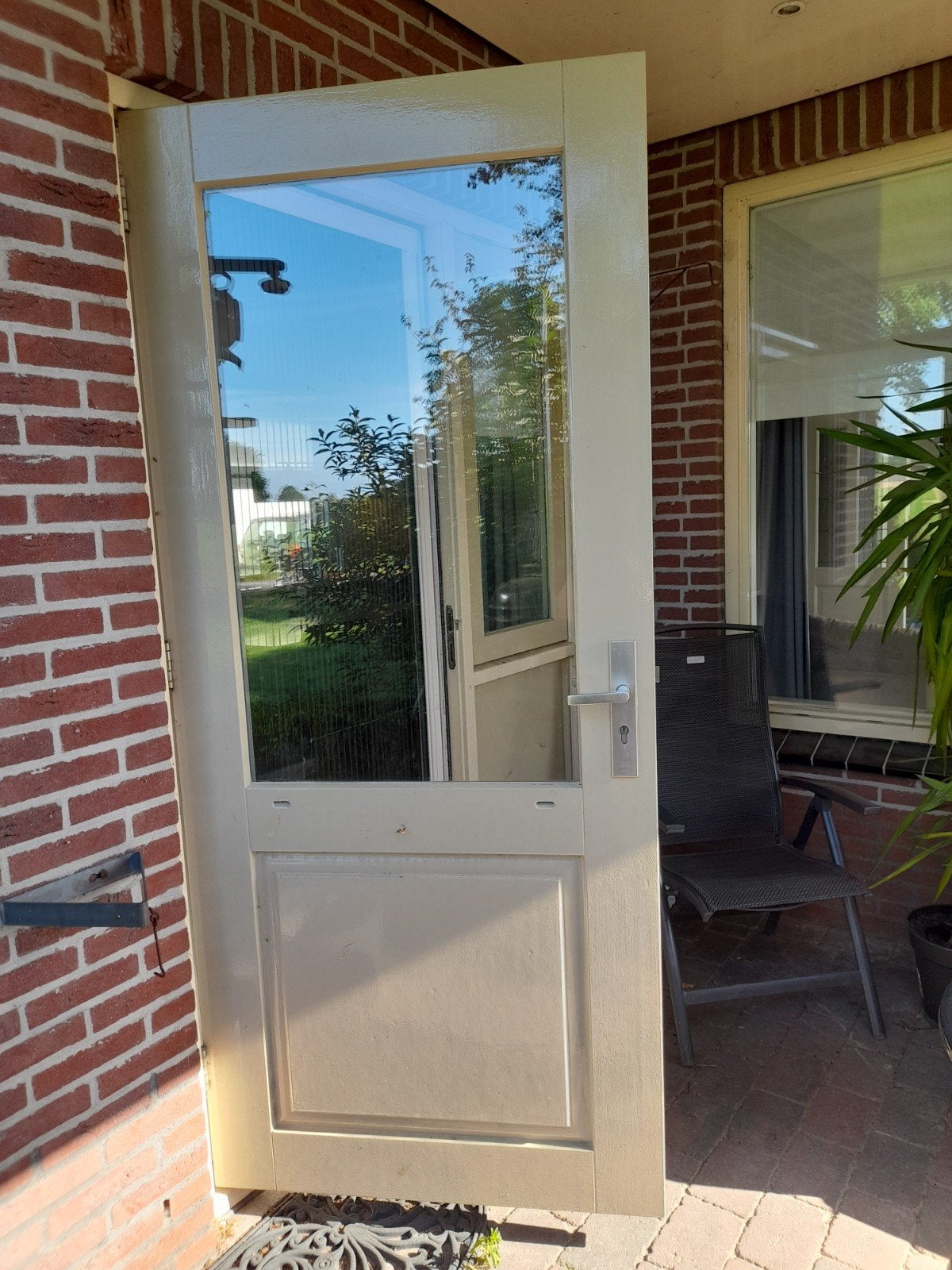 Hardhouten veranda deur, Ophalen of Verzenden, Buitendeur, 200 tot 215 cm