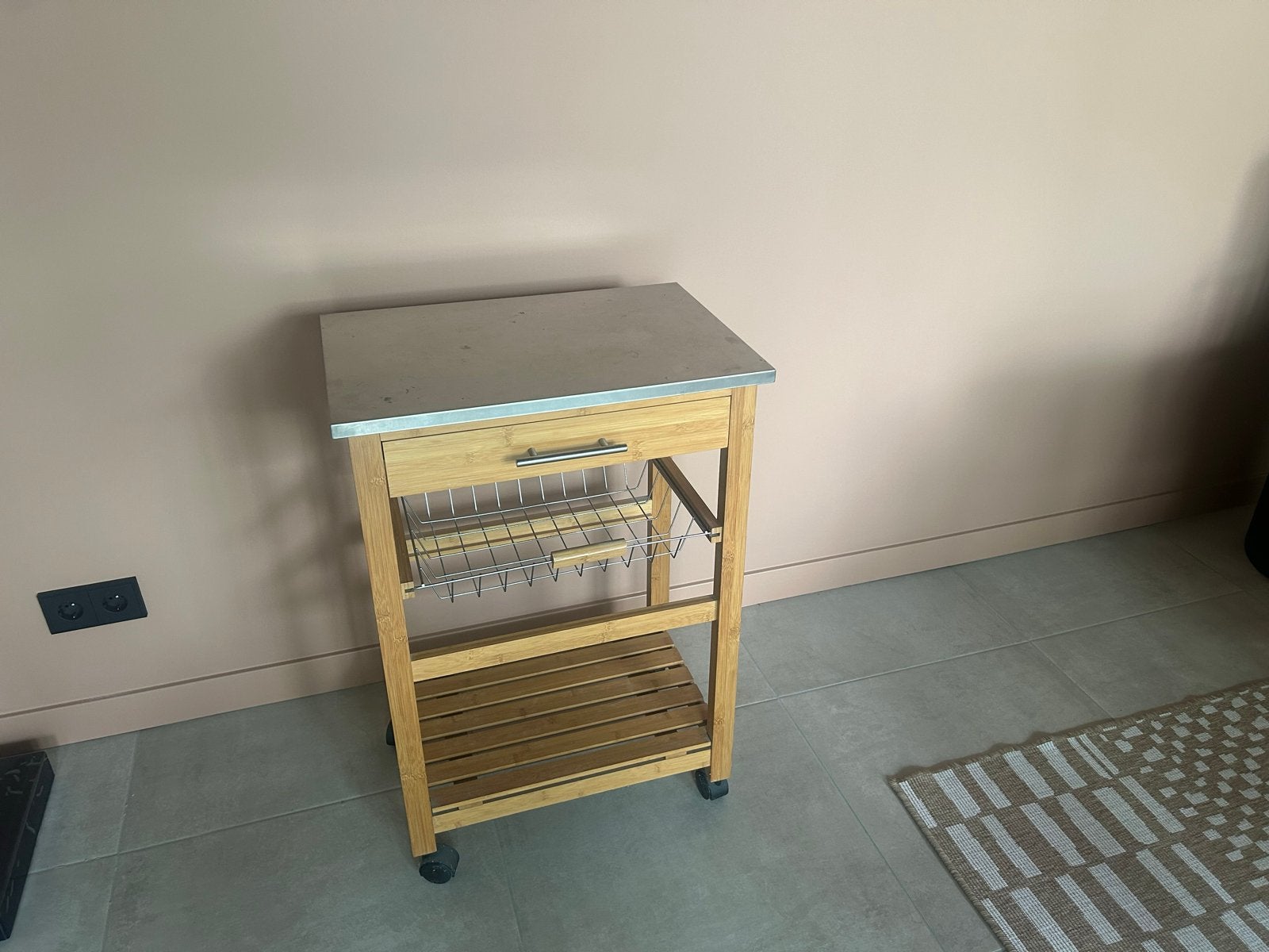 Keukentrolley IKEA met RVS blad, Ophalen, Gebruikt, Hout, Keukentrolley