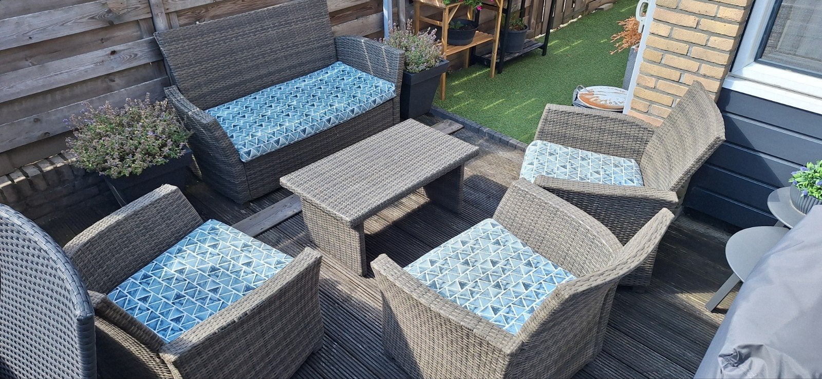 Royal Patio Wicker Loungeset met 5 zitplaatsen, Tuin en Terras, Tuinsets en Loungesets, Ophalen, 5 zitplaatsen, Gebruikt, Bank