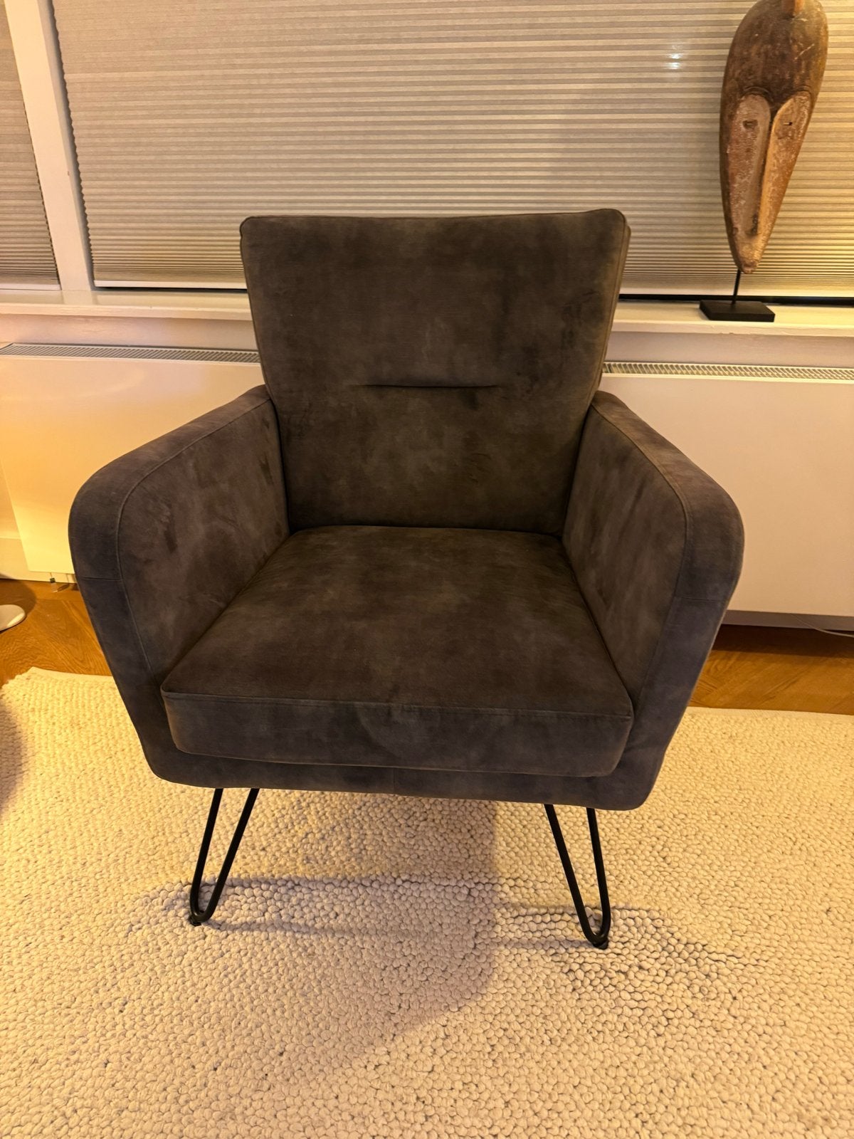 Comfortabele fauteuil velvet donkergroen, Ophalen, Gebruikt, 75 tot 100 cm, 75 tot 100 cm