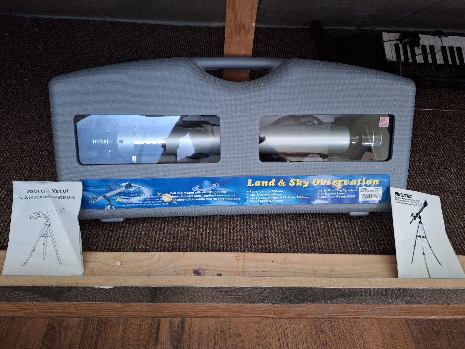 BYOMIC telescoop 60/700 met Statief complete set, Ophalen, Lenzentelescoop (refractor), Met statief, Zo goed als nieuw