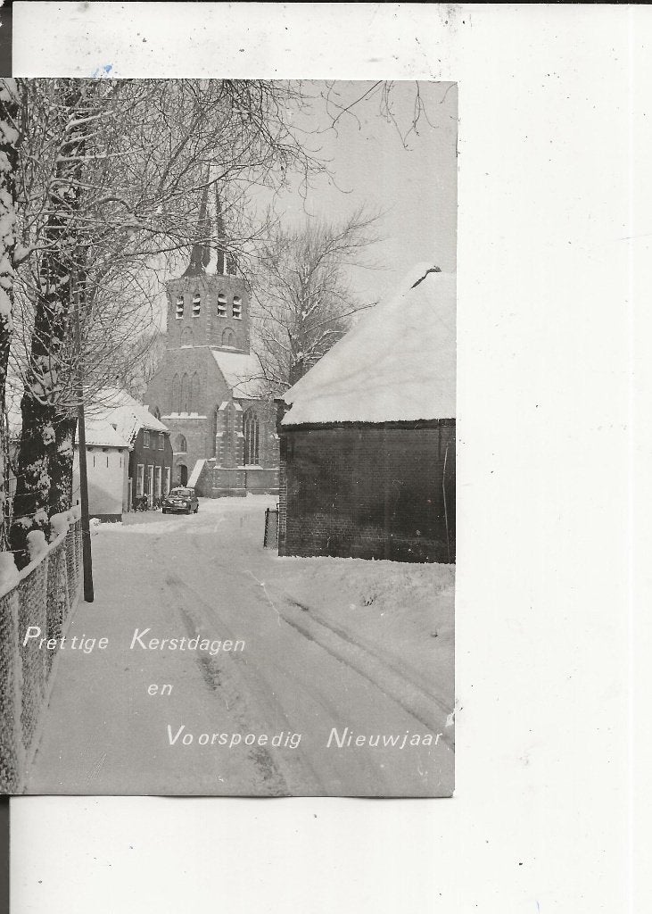 t Woud Kerkje in de sneeuw Fotokaart, Ophalen of Verzenden, 1940 tot 1960, Gelopen, Zuid-Holland