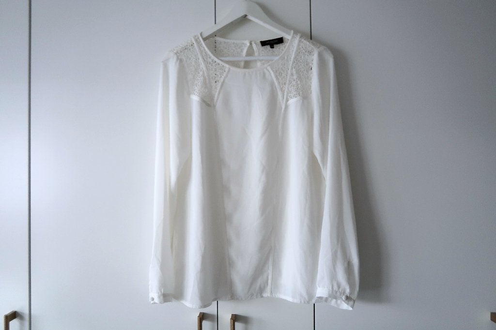 Selected Femme blouse opengewerkte (kant) schouders - Wit, Maat 38/40 (M), Wit, Selected Femme, Ophalen of Verzenden