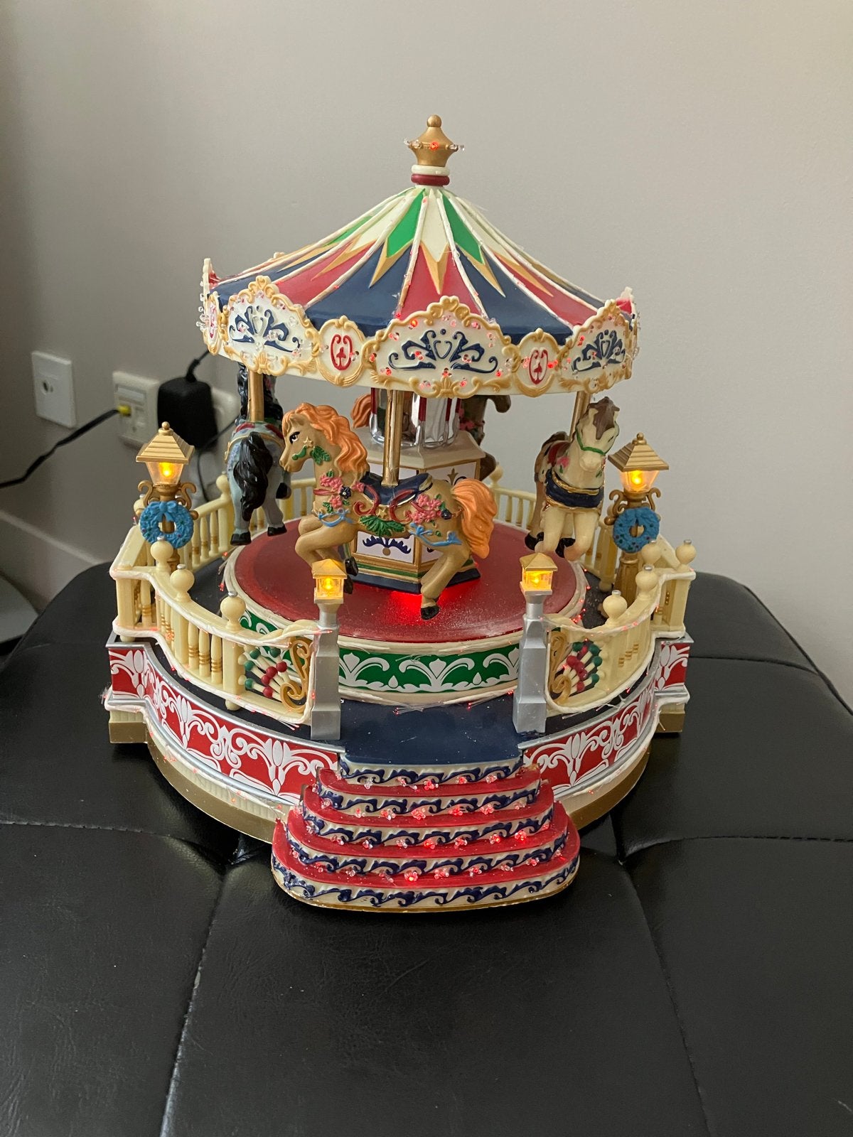 Mechanische kerstcarrousel met LED-verlichting, Ophalen of Verzenden, Zo goed als nieuw