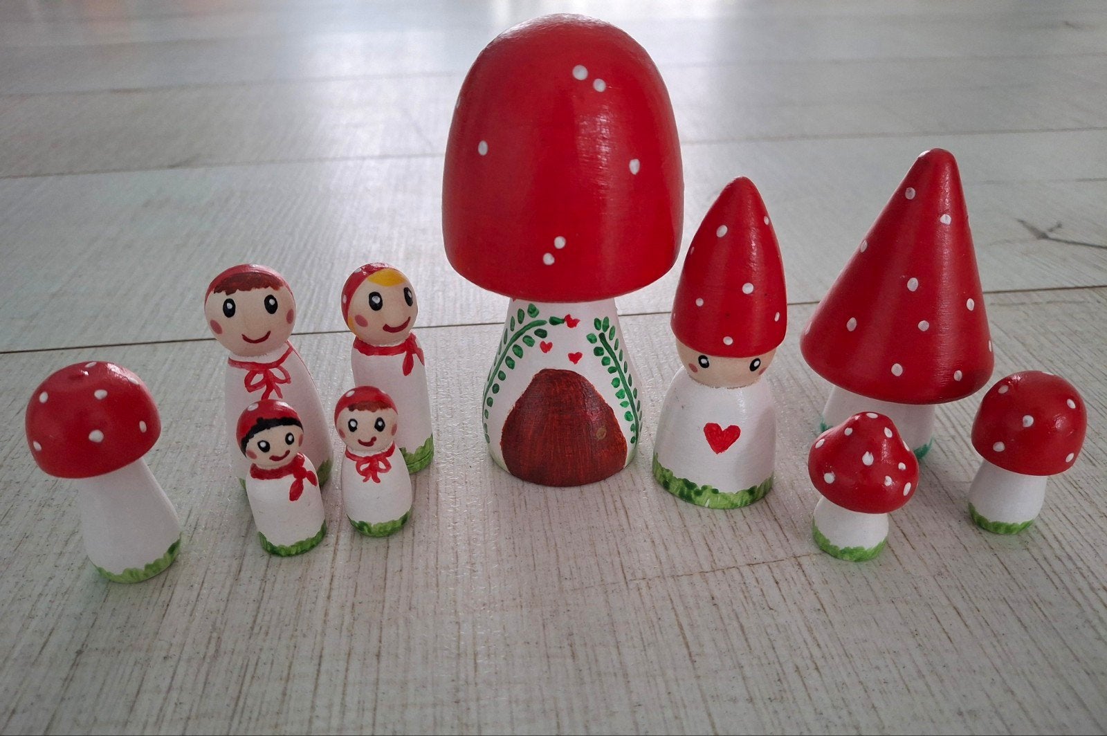 Houten pegdolls paddestoelen en paddestoelen poppetjes, Ophalen of Verzenden, Nieuw, Overige typen