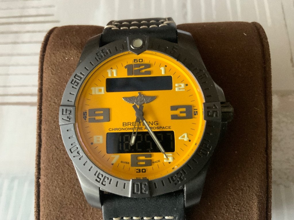 BREITLING AEROSPACE EVO NIGHT MISSION, Leer, Breitling, Polshorloge, Ophalen of Verzenden