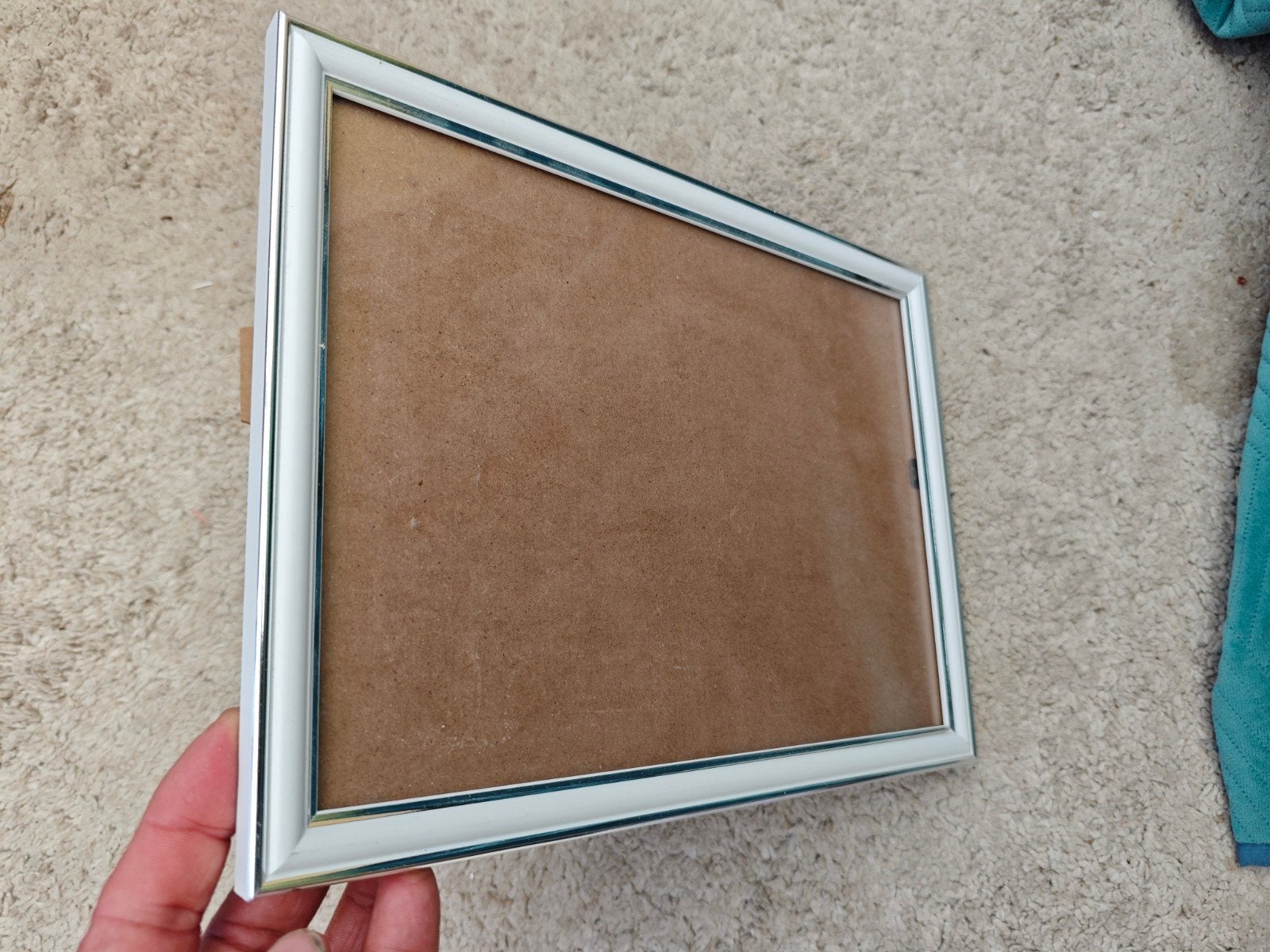 Zilver witte fotolijst met standaard, Ophalen, Kunststof, Zo goed als nieuw, Fotolijst