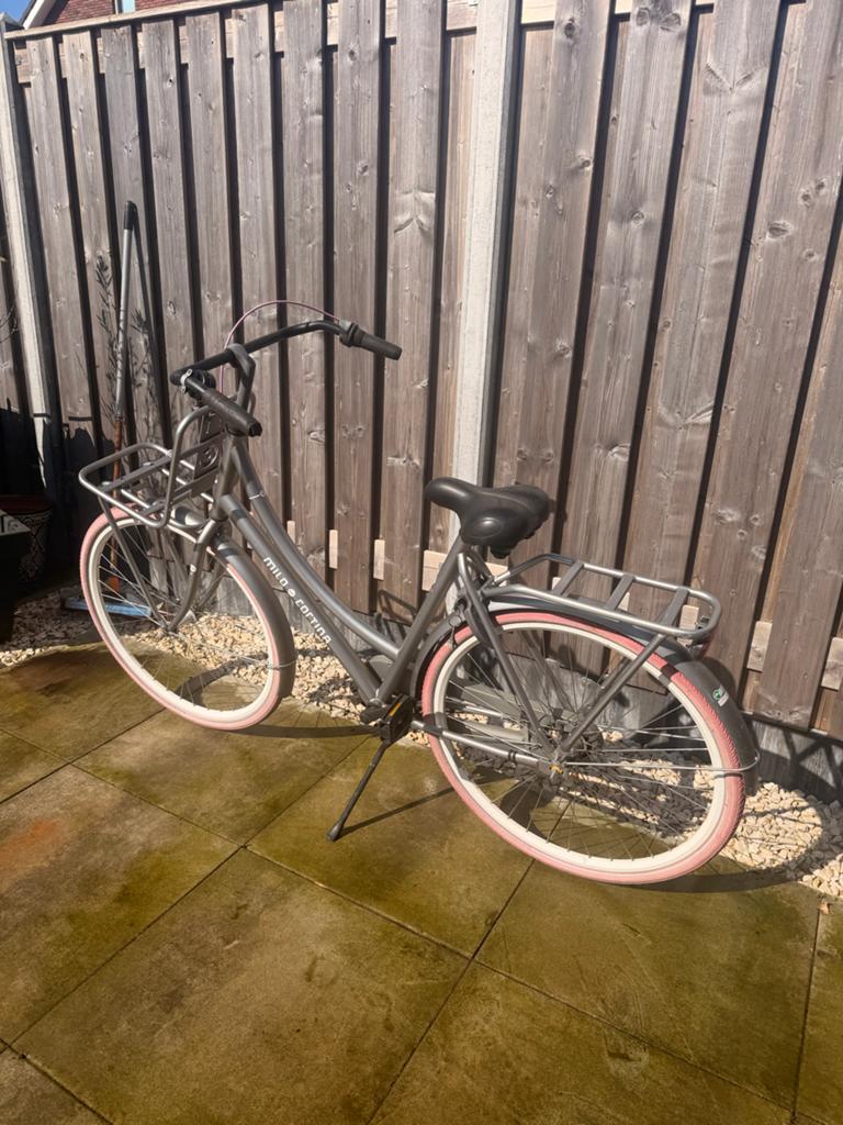 Cortina Milo transportfiets - grijs met roze banden, Terugtraprem, Gebruikt, Versnellingen, 50 tot 53 cm