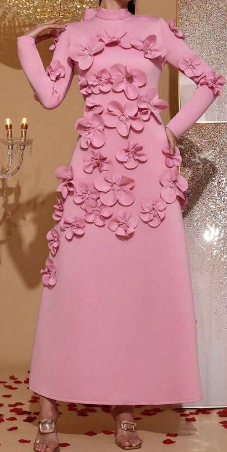 Roze jurk met 3D bloemen - Elegant en feestelijk, Kleding | Dames, Jurken, Maat 38/40 (M), Nieuw, Ophalen of Verzenden, Roze