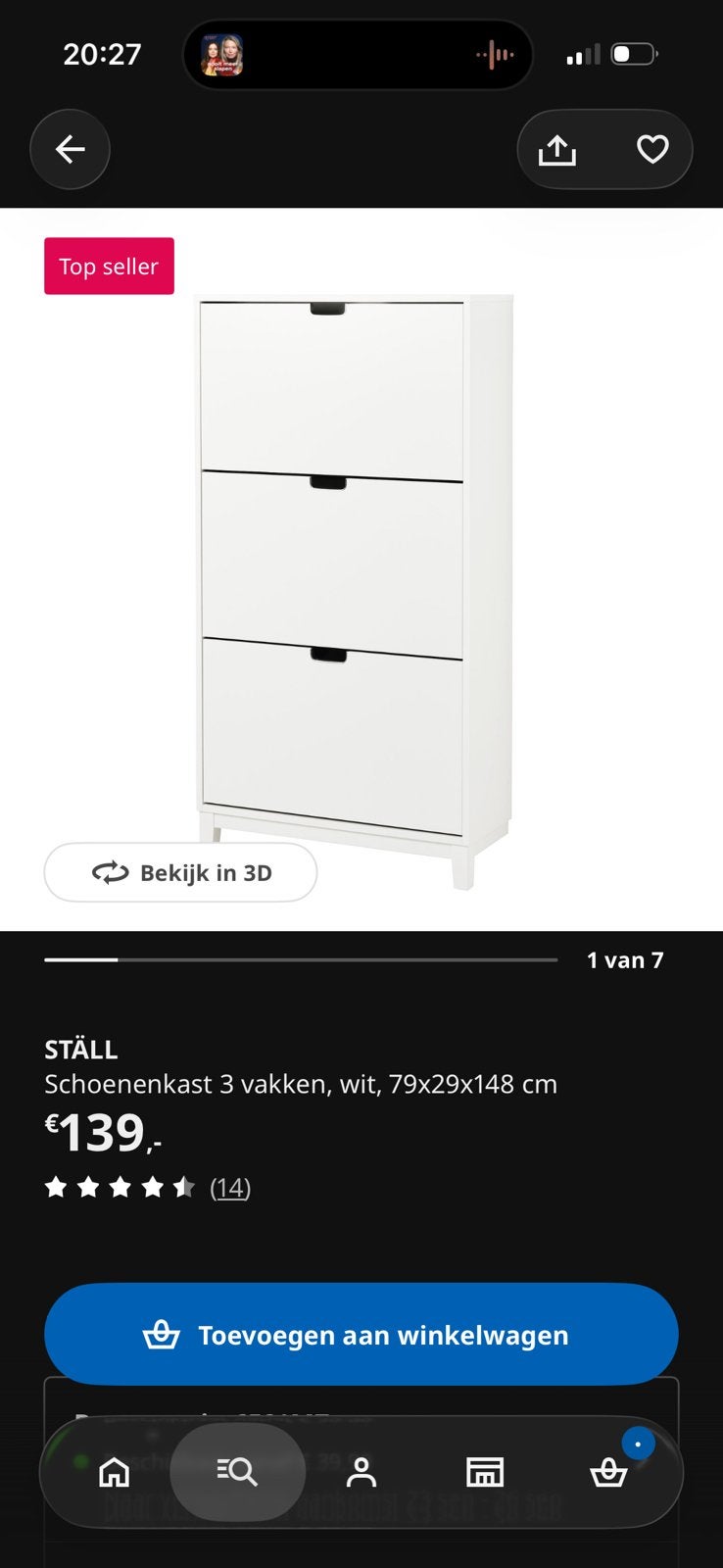 Schoenenkast IKEA ställ, Ophalen, Gebruikt
